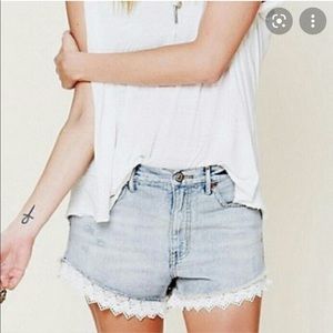 Free People Jean Shorts White Lace Size W 24